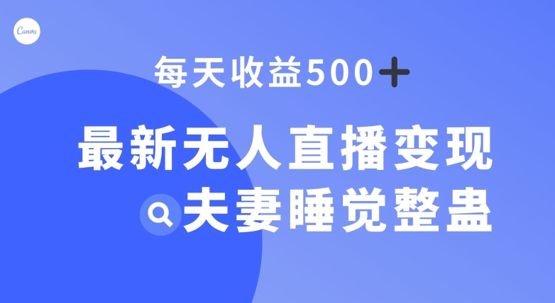最新无人直播变现，夫妻睡觉整蛊，每天躺zuan500+【揭秘】