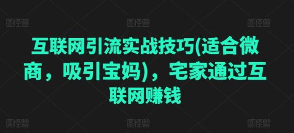 互联网引流实战技巧(适合微商，吸引宝妈)，宅家通过互联网zuan钱