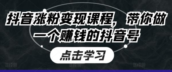 抖音涨粉变现课程，带你做一个zuan钱的抖音号