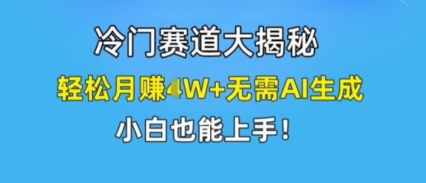 冷门赛道大揭秘，轻松月zuan1W+无需AI生成，小白也能上手【揭秘】